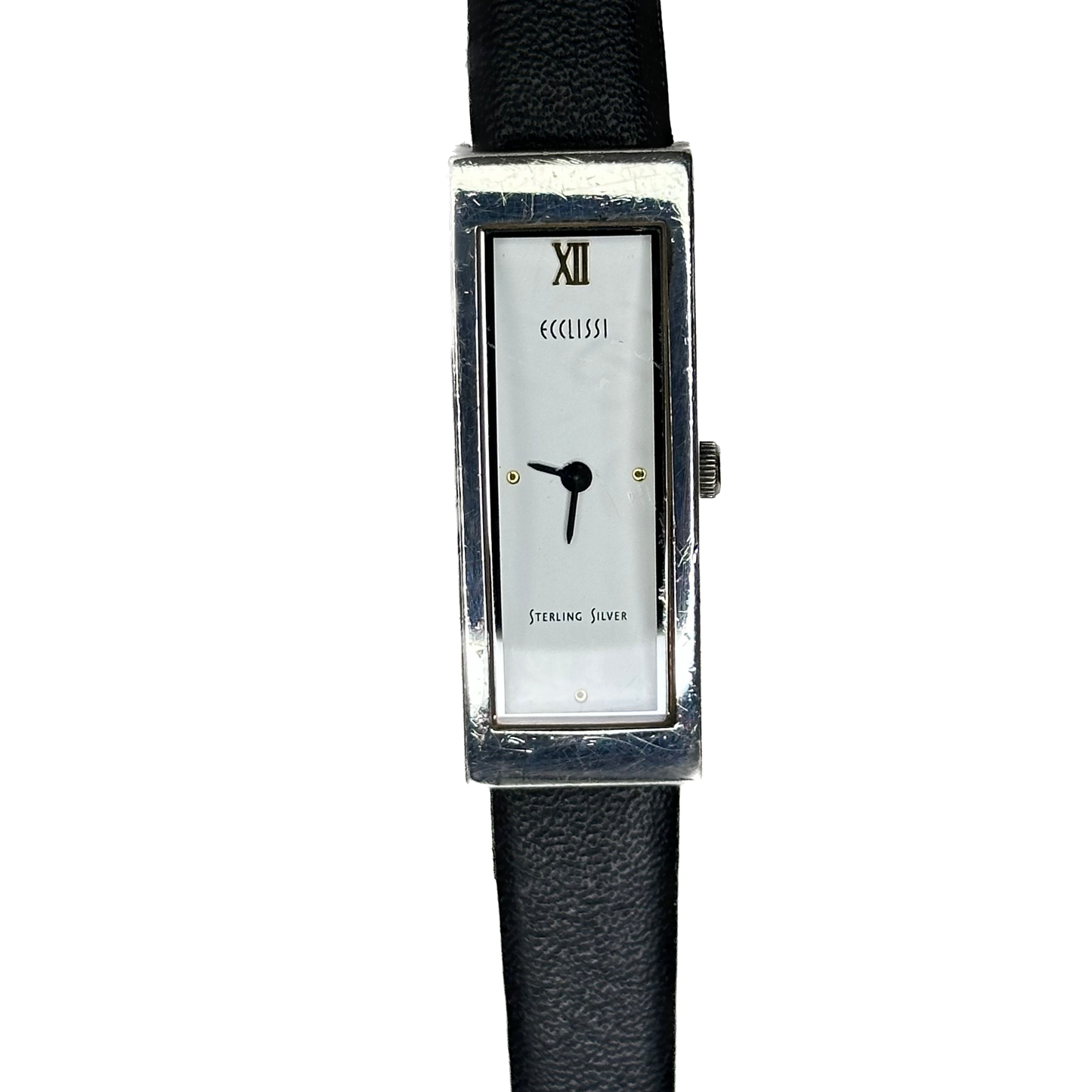 Reloj de plata maciza auténtica Ecclissi Sterling Silver Tank Mujer 2003 ÚNICO LEER