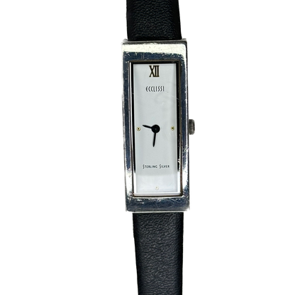 Reloj de plata maciza auténtica Ecclissi Sterling Silver Tank Mujer 2003 ÚNICO LEER