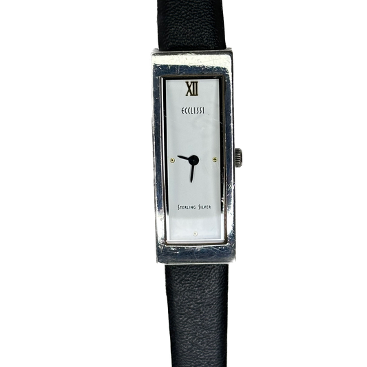 Reloj de plata maciza auténtica Ecclissi Sterling Silver Tank Mujer 2003 ÚNICO LEER