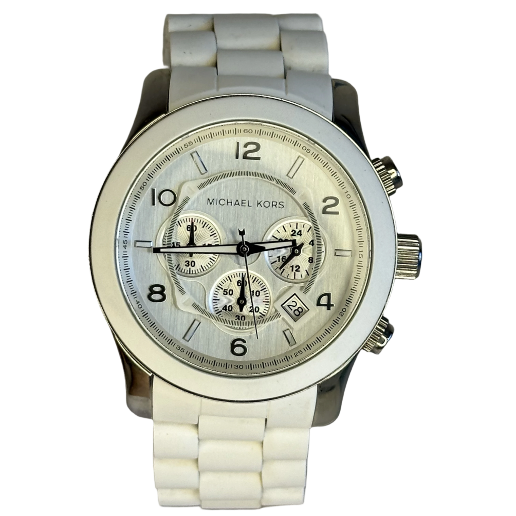 Michael Kors MK-8108 Cronógrafo Blanco 2011 | 45 mm | Brazalete Integrado