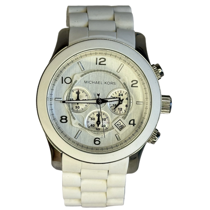 Michael Kors MK-8108 Cronógrafo Blanco 2011 | 45 mm | Brazalete Integrado