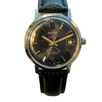 Reloj Hilton Automático Hombre 17Jewels Sunburst Azul Año 1964 INCABLOC ESCASO