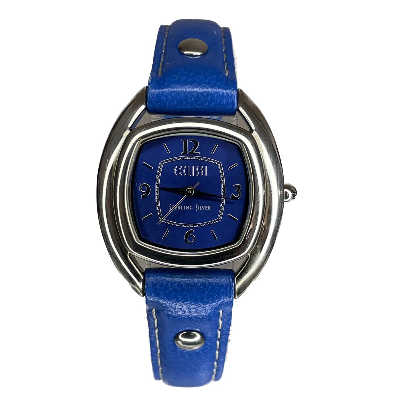 Reloj de plata maciza Ecclissi Sterling Silver 925 / Caja y hebilla de plata AZUL ÚNICO