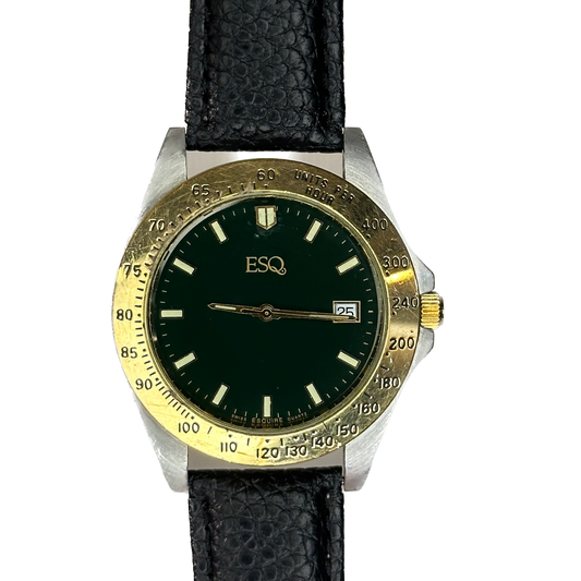 Reloj ESQ by Esquire Hombre Quartz Swiss Bicolor Verde 42 mm 1992 LEER