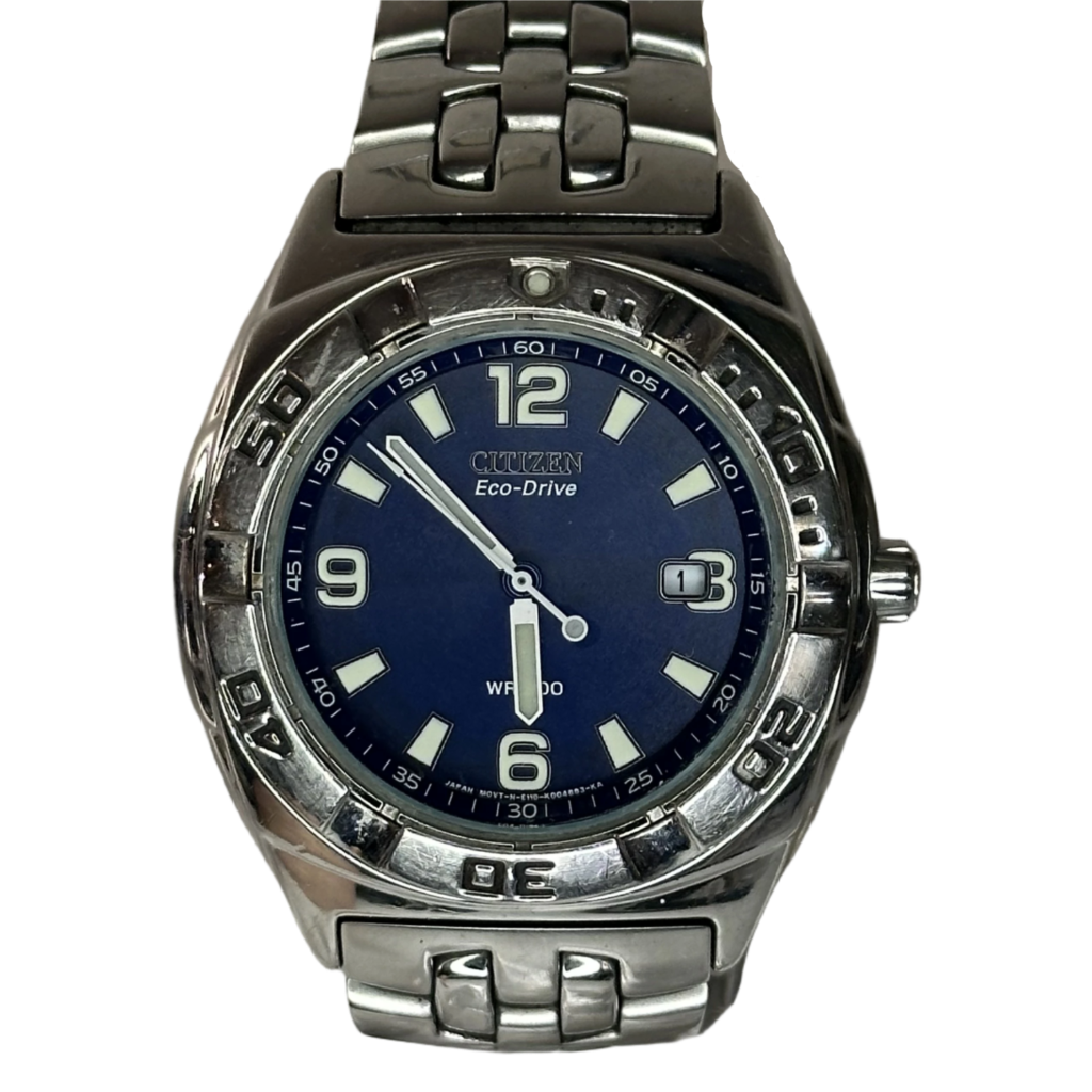 Reloj Citizen Eco-Drive Año 2003  WR200 Azul Sunburst | E110 | Acumulador Nuevo | 42 mm