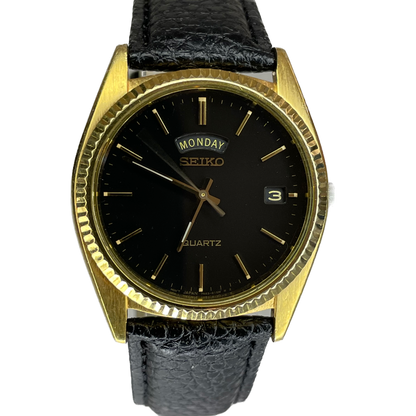 Reloj Seiko 7N43-8111 President Style Abril 1994 Day-Date Negro 36mm