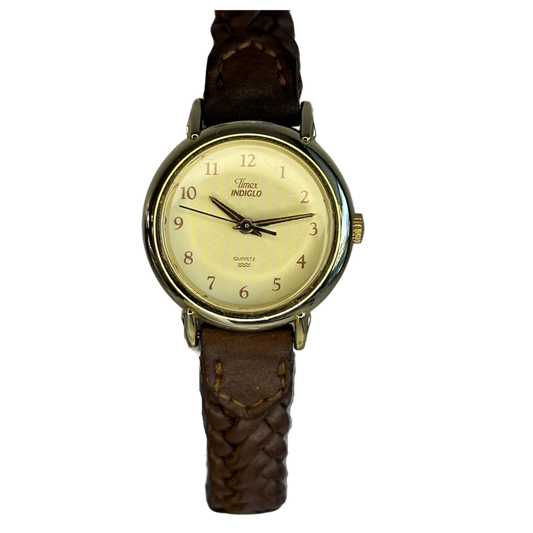 Reloj Timex Indiglo F7 1998 Mujer Pulsera trenzada original y dial texturizado