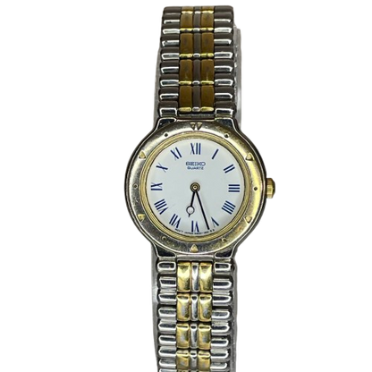 Reloj Joya Seiko Mujer Julio de 1992 Núm. romanos azules y brazalete bicolor ESCASO