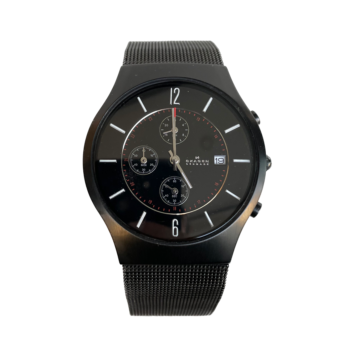 Reloj Skagen Denmark Hombre Negro 2010´s Mesh Cronógrafo 39mm