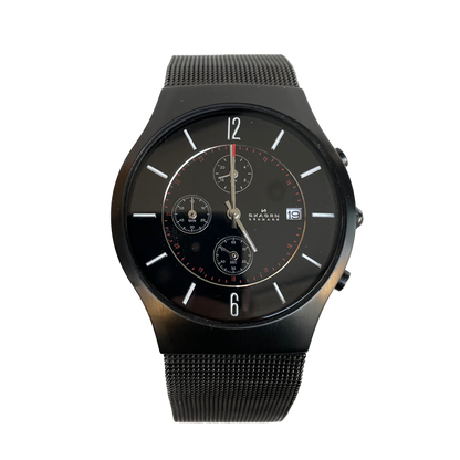 Reloj Skagen Denmark Hombre Negro 2010´s Mesh Cronógrafo 39mm
