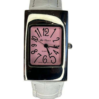 Reloj Da Vanci Japan Movt Mujer Rectangular Rosa 2005 Pulsera blanca