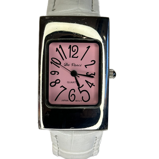 Reloj Da Vanci Japan Movt Mujer Rectangular Rosa 2005 Pulsera blanca