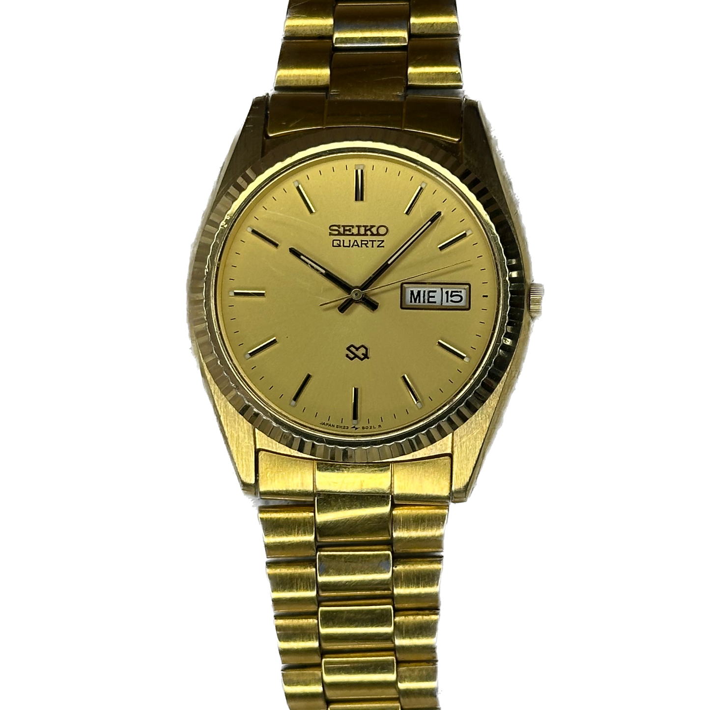 Reloj Seiko SQ Quartz Hombre 5H23-802L Gold Dial | Mayo de 1986