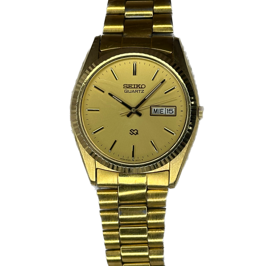 Reloj Seiko SQ Quartz Hombre 5H23-802L Gold Dial | Mayo de 1986