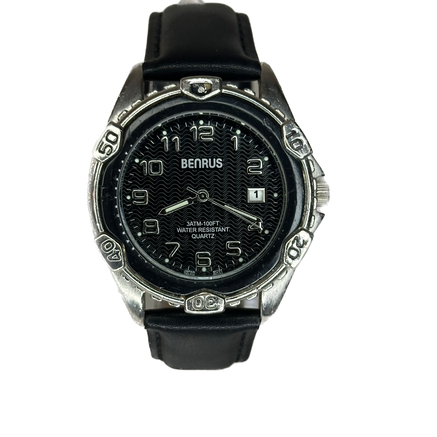 Reloj Benrus BNW707 Quartz 40 mm | Dial Negro Texturizado | Neo Vintage 1998