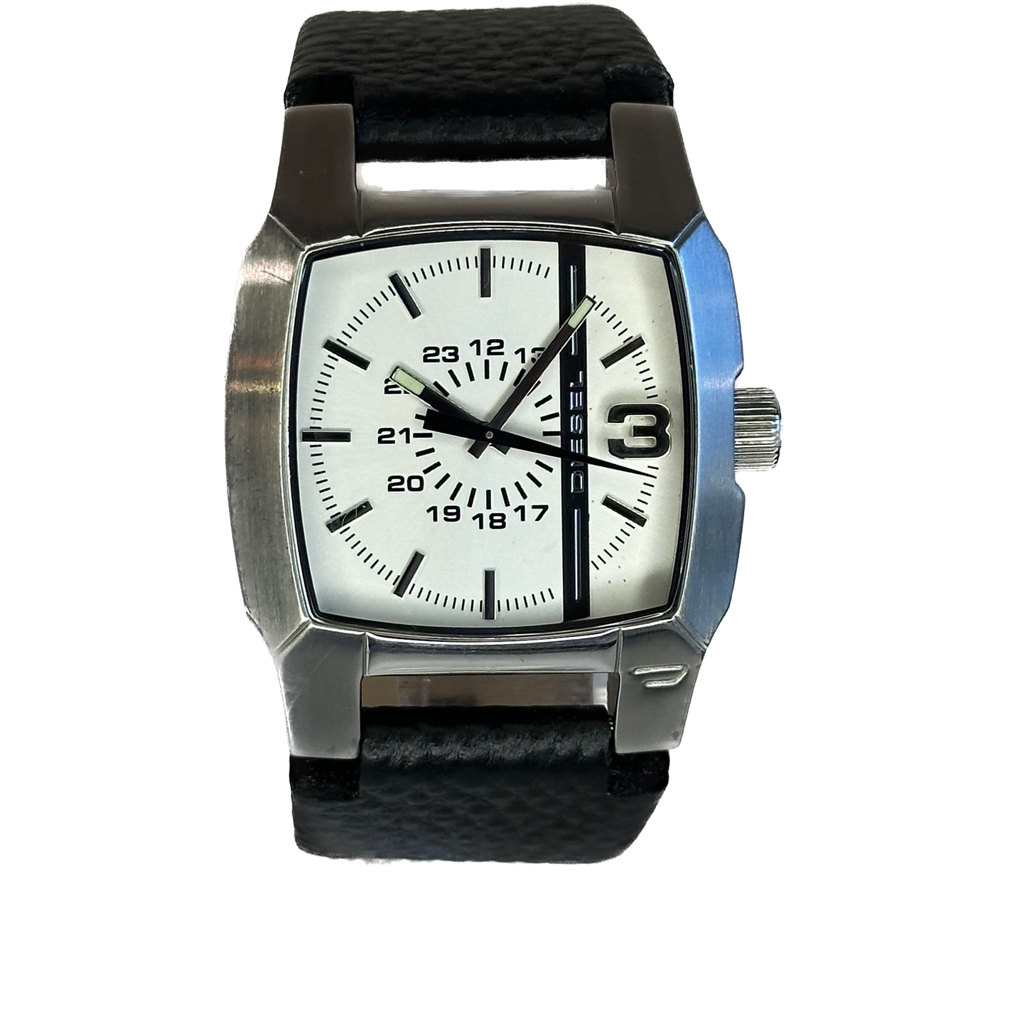Reloj Diesel Cliffhanger DZ1091 Año 2009 Caja cuadrada y estética industrial Dial 24 horas