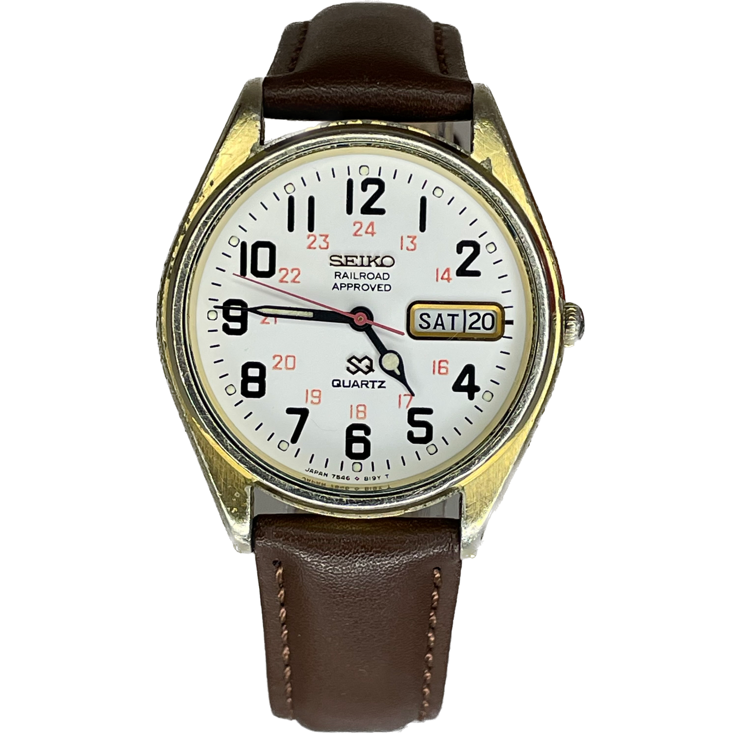 Reloj Seiko SQ Railroad Approved 7546-8069 Agosto 1979 Japón ÚNICO