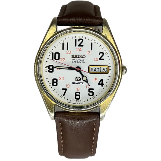 Reloj Seiko SQ Railroad Approved 7546-8069 Agosto 1979 Japón ÚNICO