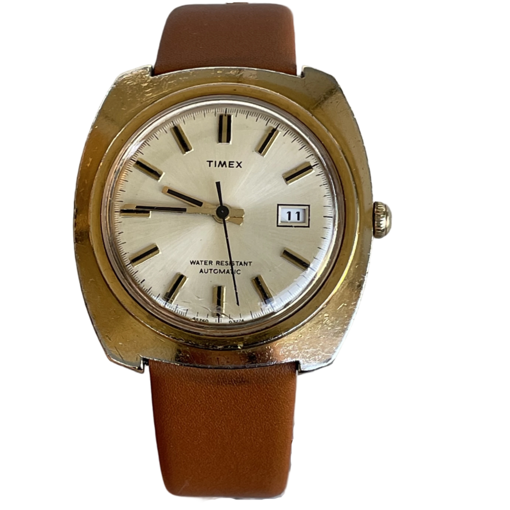 TIMEX Automático Hombre 1974 Funciona Perfecto Tonneau Fecha ESCASO