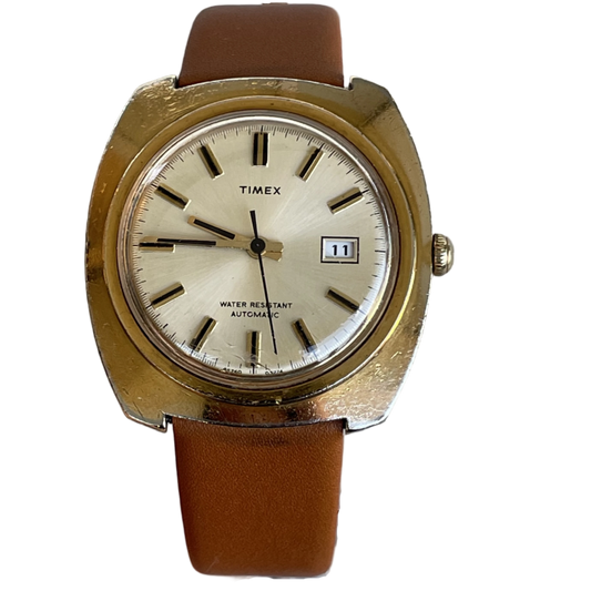 TIMEX Automático Hombre 1974 Funciona Perfecto Tonneau Fecha ESCASO