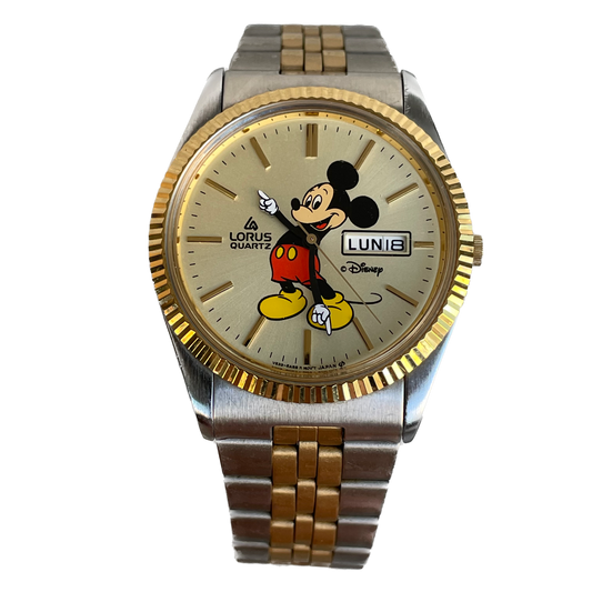 Reloj Lorus by SEIKO Disney Mickey Mouse Hombre Años 90´s Bicolor Original