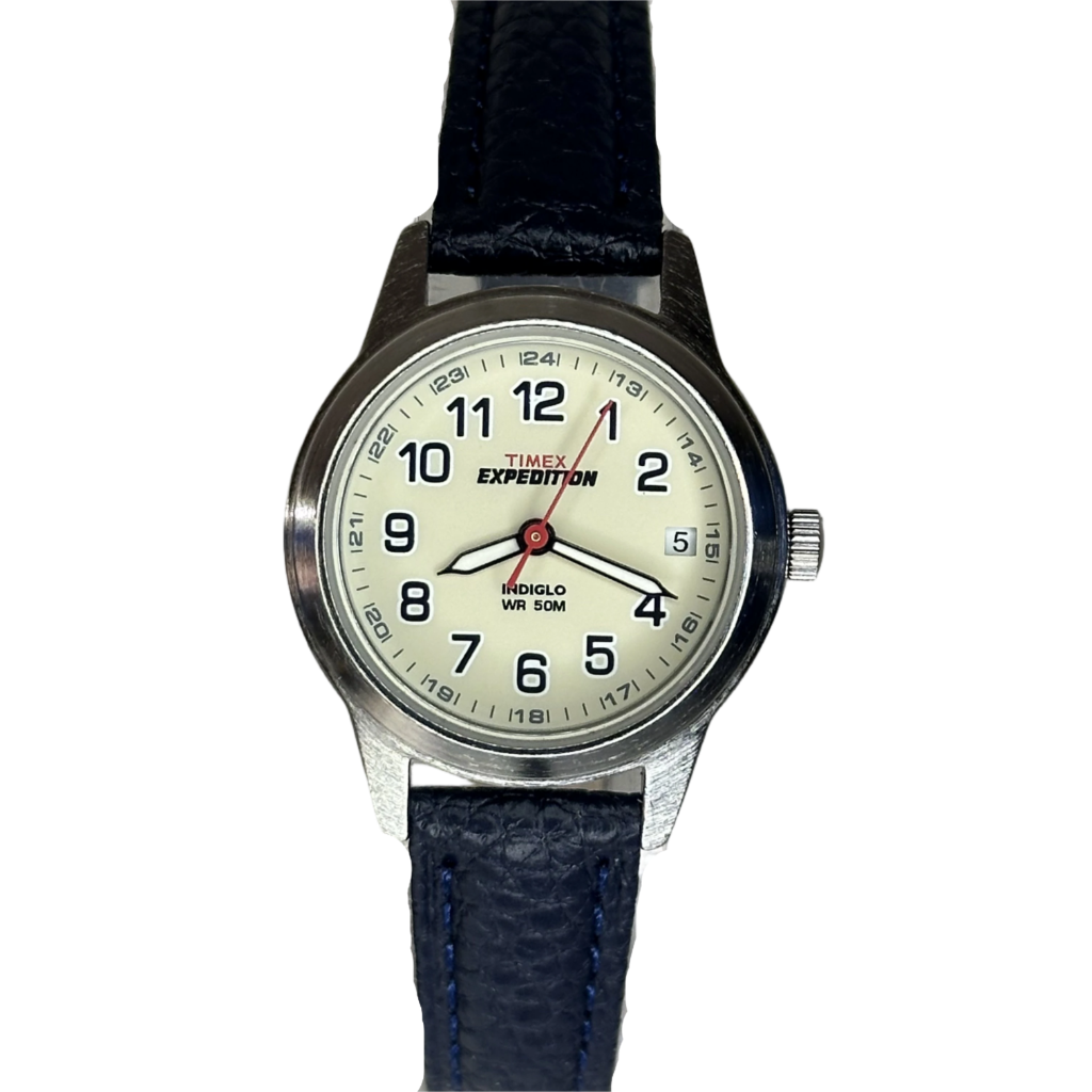 Reloj Timex Expedition Mujer S6 NOS (junio 2008) Indiglo 27 mm Esfera crema