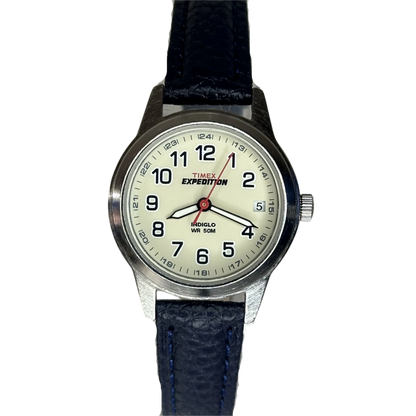 Reloj Timex Expedition Mujer S6 NOS (junio 2008) Indiglo 27 mm Esfera crema