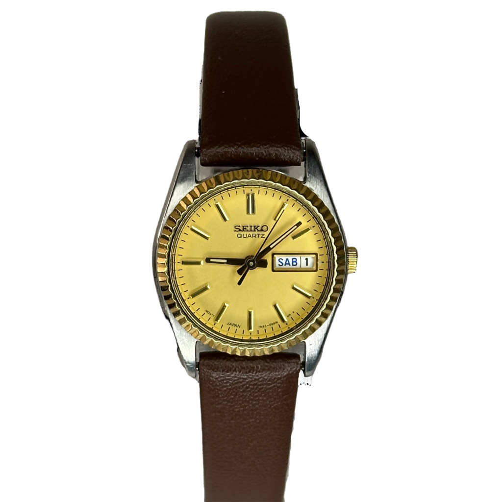 Reloj Seiko Quartz 7N83-0041 Agosto de 1994 Mujer Dial Champagne Dorado | Impecable