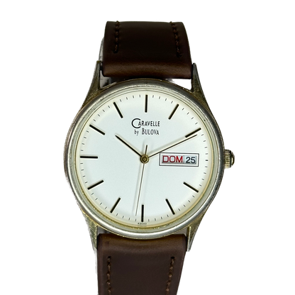 Reloj de hombre Caravelle by BULOVA 42C43 Day-Date de 1993 Minimalismo Noventero