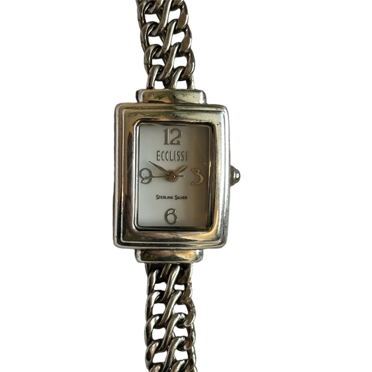 Reloj joya ECCLISSI delgado TODO PLATA 925 Mujer Años 2000