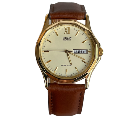 Reloj Citizen Quartz Hombre años 90´s Dial Champagne Day-Date