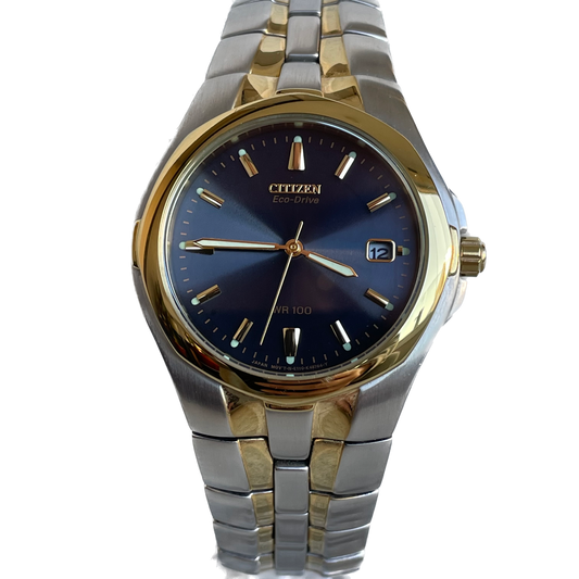 Reloj Citizen Eco-Drive Hombre NOS Azul 2000s SOLAR two tone