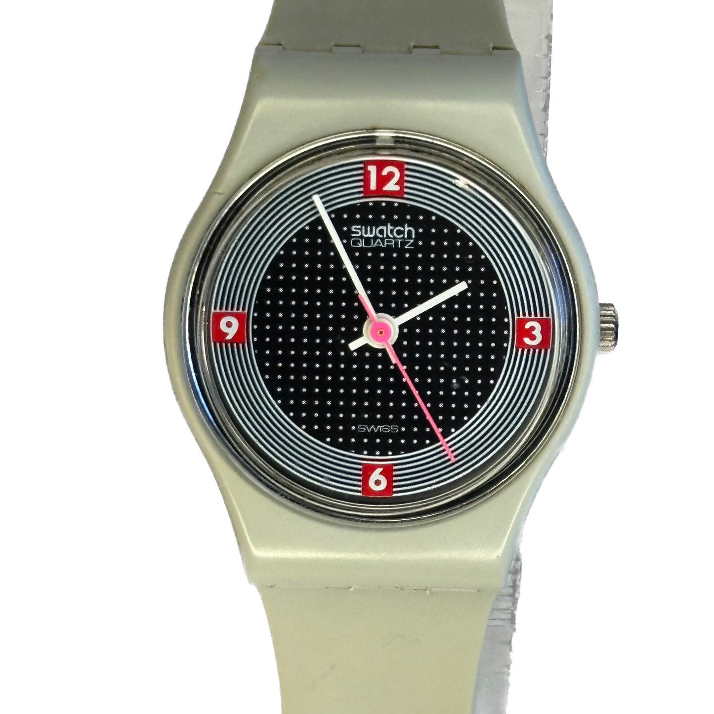 Reloj Swatch Lady Compacto "Cement Dots" Año 1995 Inspiración Op Art