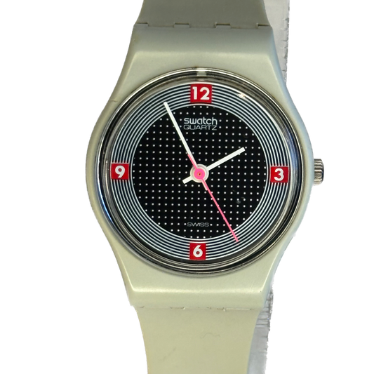Reloj Swatch Lady Compacto "Cement Dots" Año 1995 Inspiración Op Art