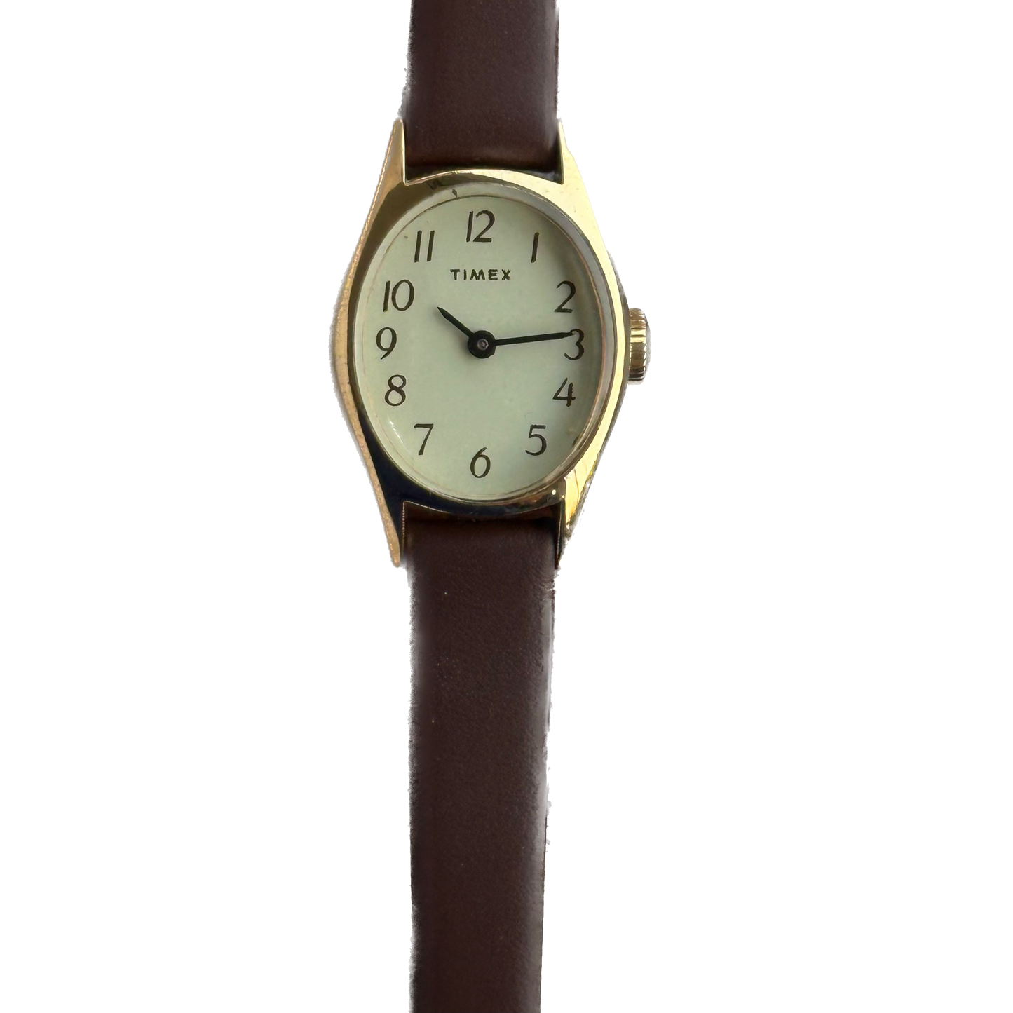 Reloj Timex Mujer A Cuerda Años 80´s Dorado Dress Oval