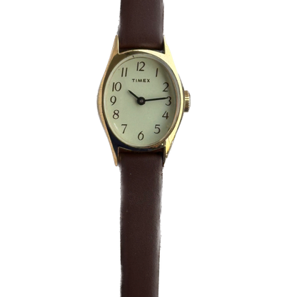 Reloj Timex Mujer A Cuerda Años 80´s Dorado Dress Oval