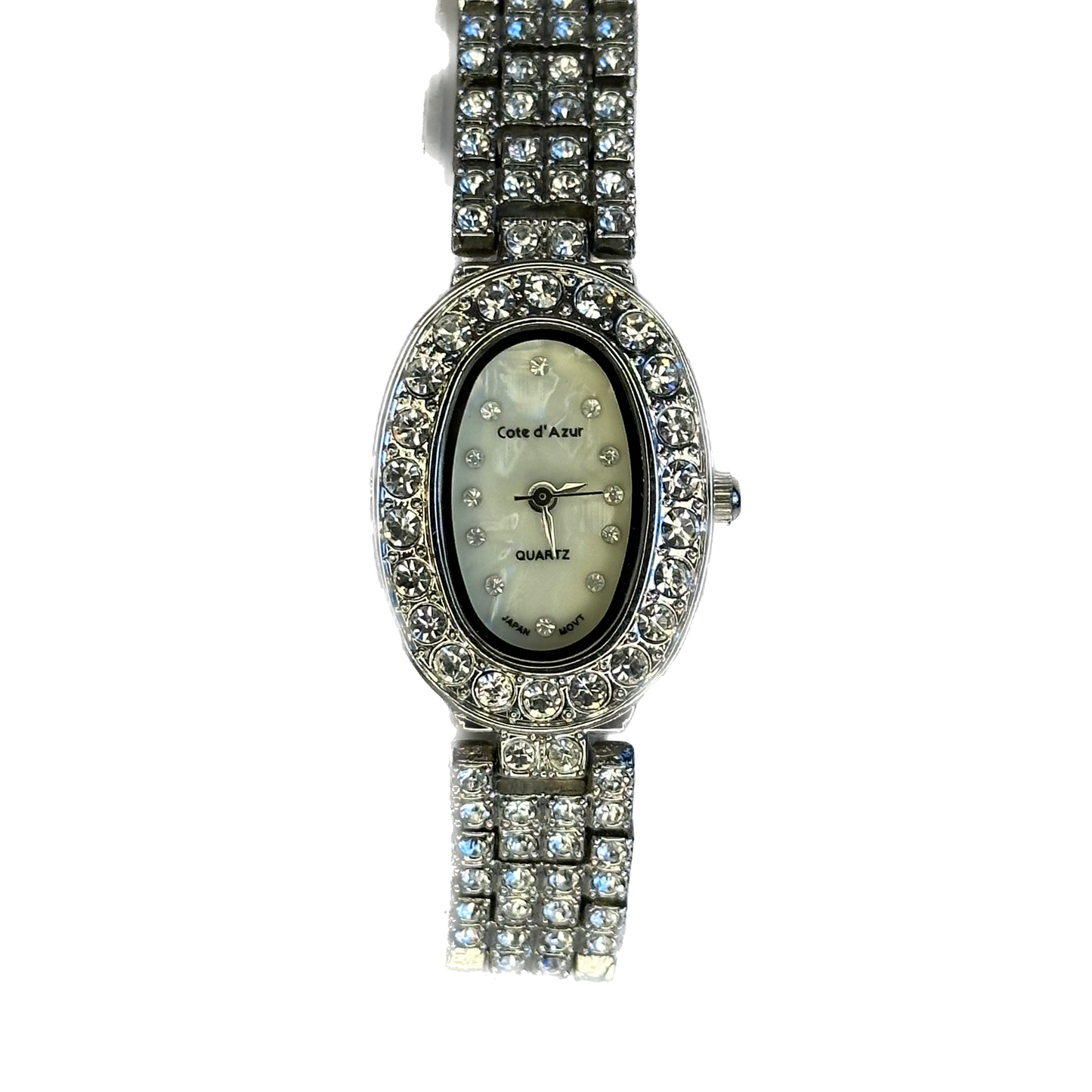 Reloj joya Cote d'Azur Quartz Japón Mujer Oval Cristales 1999