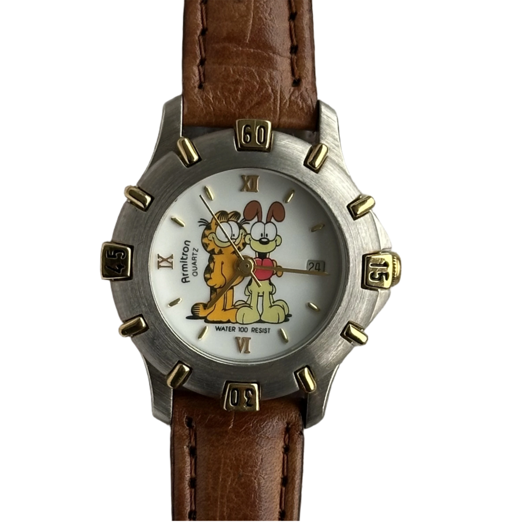Reloj Armitron de Garfield y Odie Año 1994 Mujer Máquina Suiza Pulsera Original