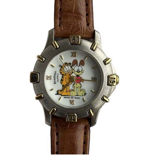 Reloj Armitron de Garfield y Odie Año 1994 Mujer Máquina Suiza Pulsera Original