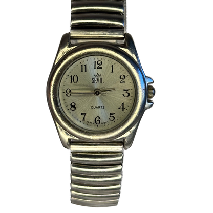 Reloj Sevil Quartz Mujer Japón 1996 | 28 mm | Esfera Sunburst Champagne