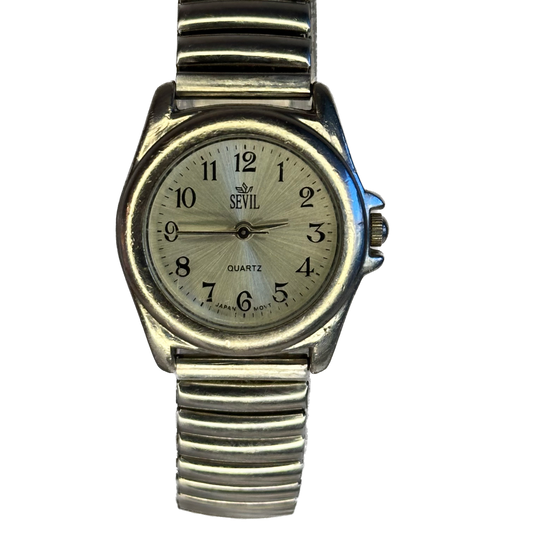 Reloj Sevil Quartz Mujer Japón 1996 | 28 mm | Esfera Sunburst Champagne