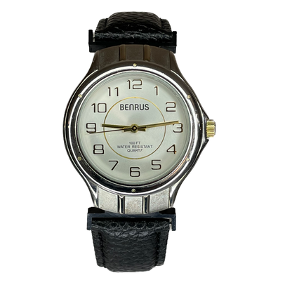 Reloj Benrus Hombre Esfera Plateada Concéntrica Año 1998 Correa Nueva