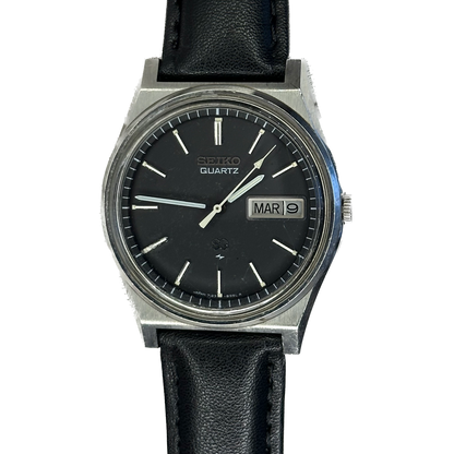 Seiko Quartz NEGRO 7123-8439 Día y Fecha Julio de 1981 ESCASO