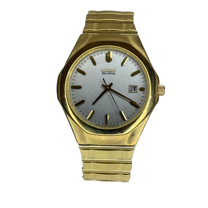 Reloj Citizen Eco-Drive SOLAR Gold Tone Años 2000 Muñeca grande
