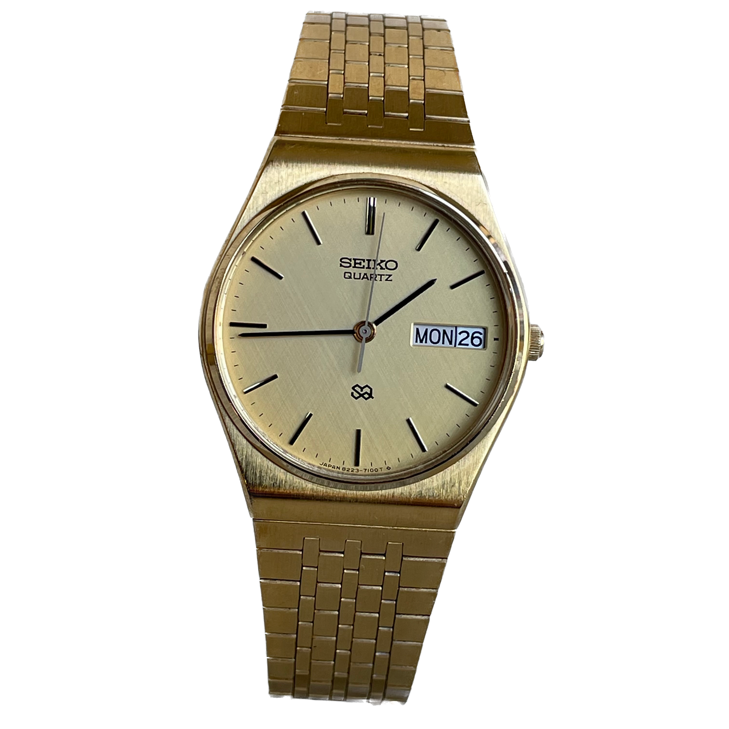 Reloj SEIKO Hombre 8223 Dorado Día Fecha NOV.1989 Pulsera Integrada