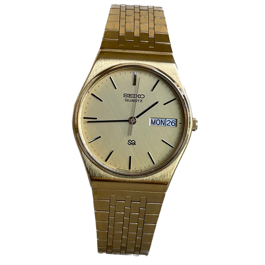 Reloj SEIKO Hombre 8223 Dorado Día Fecha NOV.1989 Pulsera Integrada