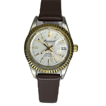 Reloj Gruen Precision Quartz Mujer Año 1995 Bicolor 28 mm Bisel estriado
