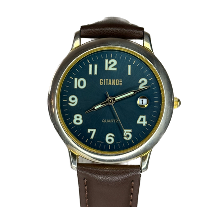 Reloj Gitano Quartz 9738 | Dial Azul Petróleo Sunburst Bicolor | Japan Movt. 1990