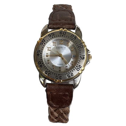 Reloj America Perry Ellis Mujer 90s Bicolor Pulsera Trenzada ÚNICO