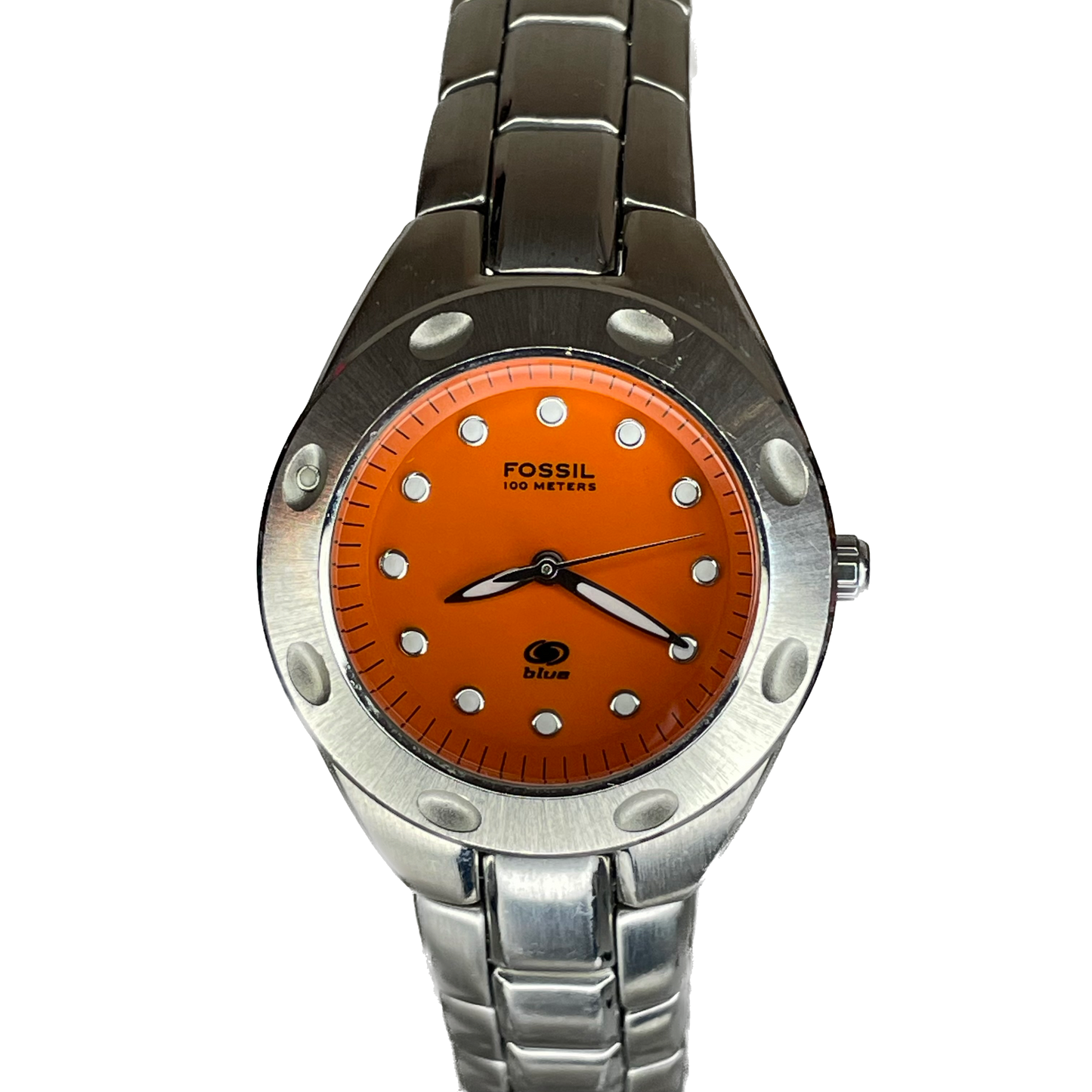 Reloj Fossil Mujer Blue AM-3354 Orange Dial 100M Año 2003